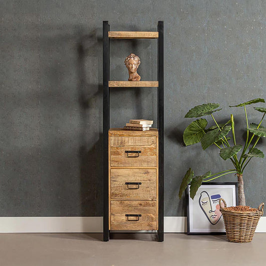 Mangohouten Boekenkast Kensi smal lades