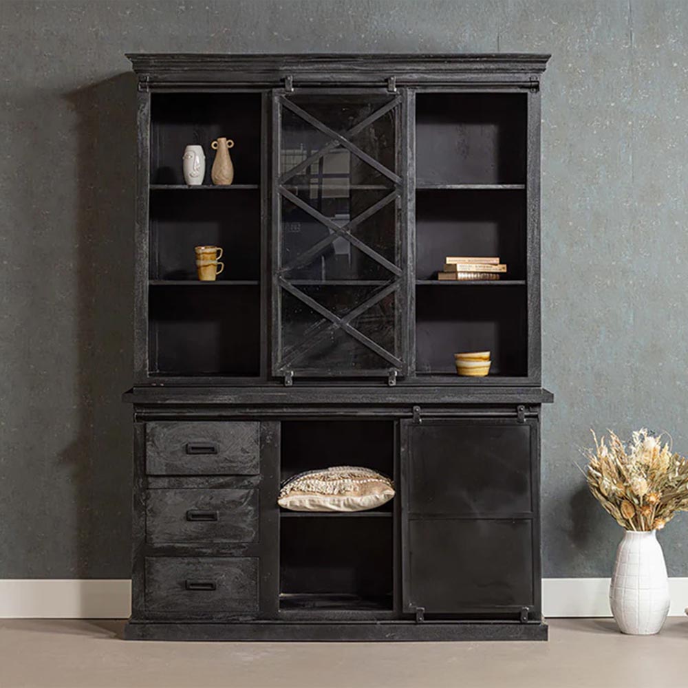Mangohouten Buffetkast Milan 140 cm X Zwart