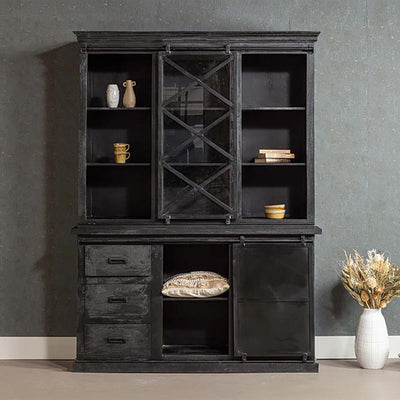 Mangohouten Buffetkast Milan 160 cm X Zwart