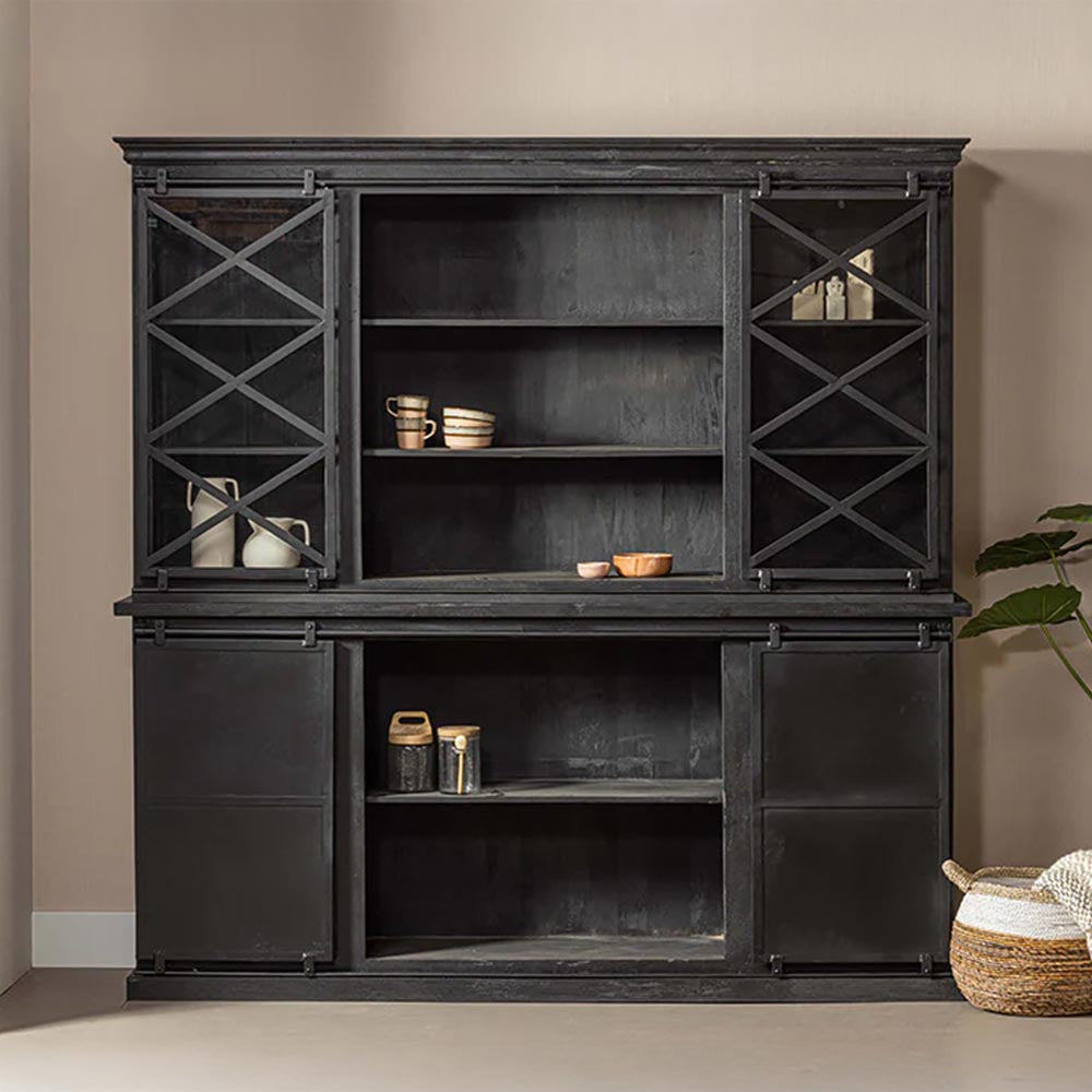 Mangohouten Buffetkast Milan 260 cm X Zwart