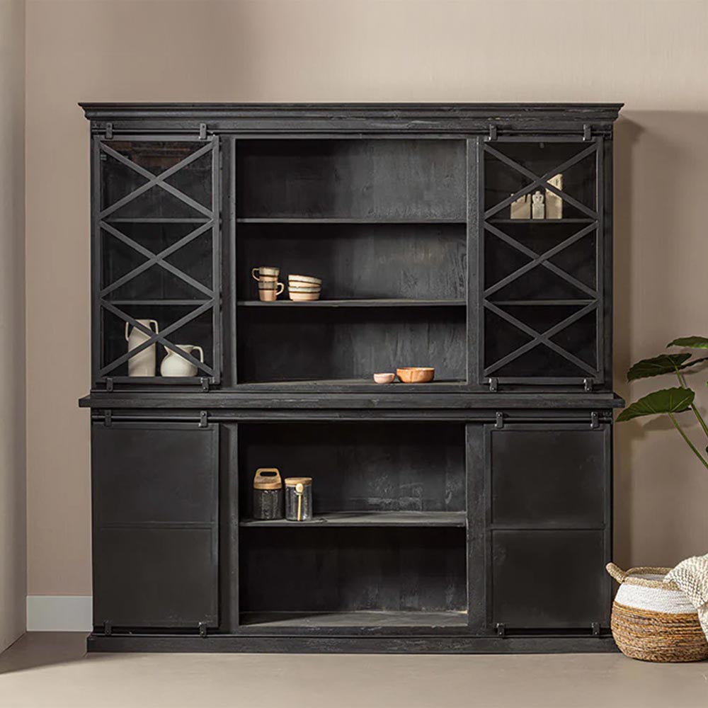 Mangohouten Buffetkast Milan 200 cm X Zwart
