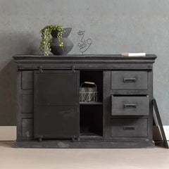Mangohouten Dressoir 140 cm Zwart