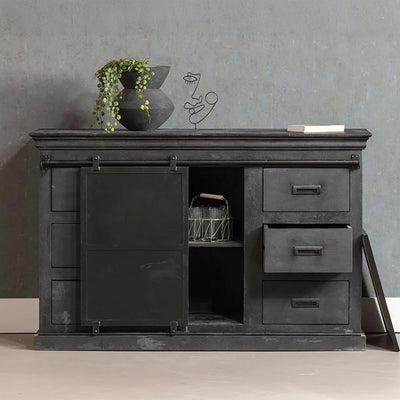 Mangohouten Dressoir Milan 140 cm Zwart