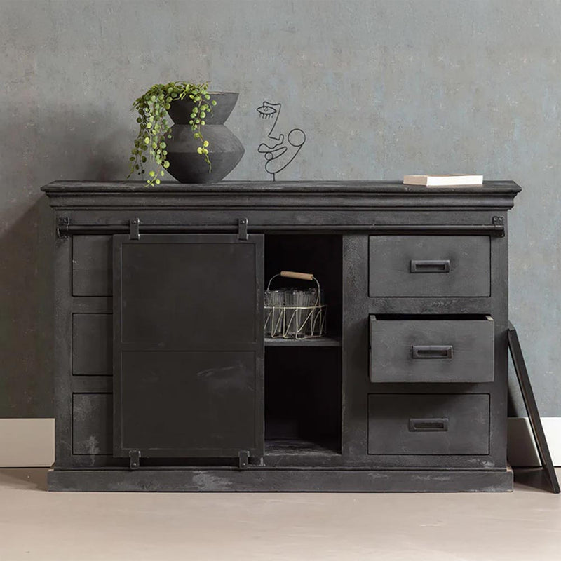 Mangohouten Dressoir 140 cm Zwart