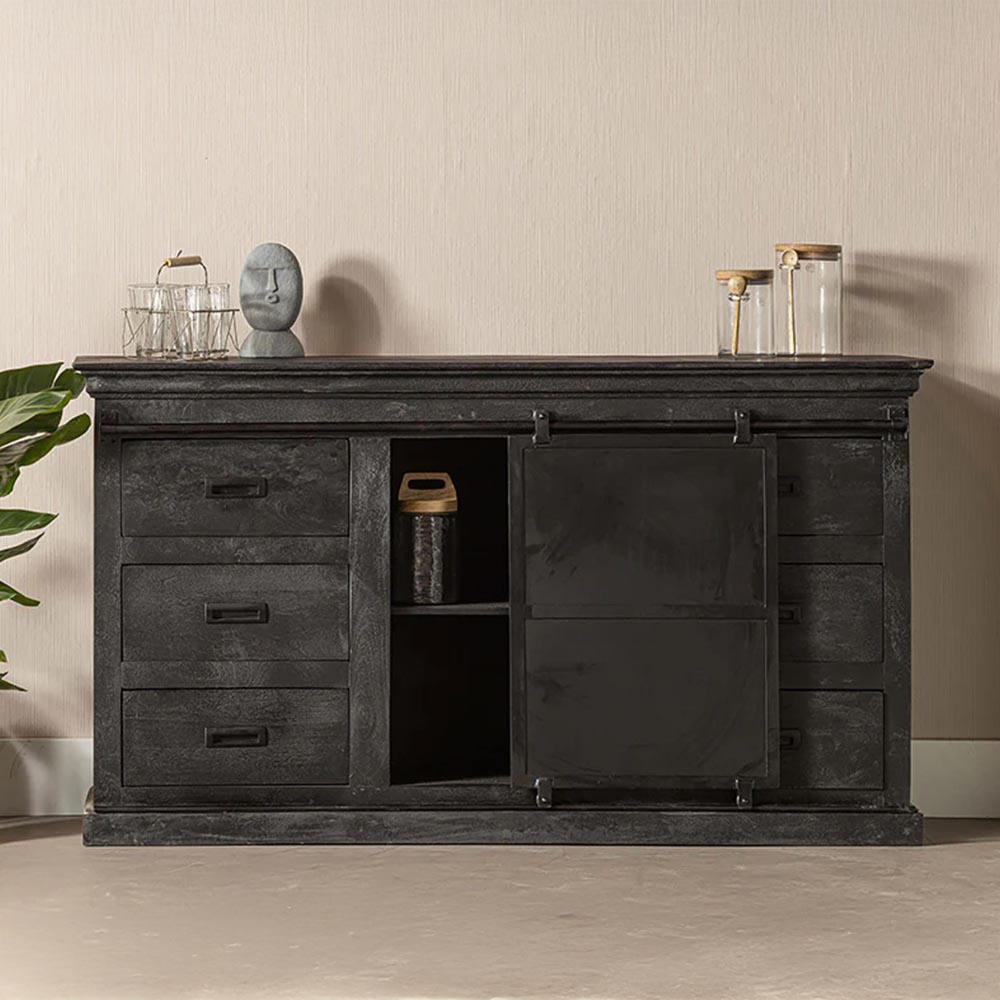 Mangohouten Dressoir Milan 160 cm Zwart