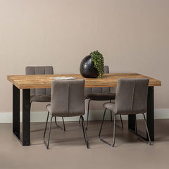 Rechthoekige eettafel van mangohout met u-poot 300 cm lang