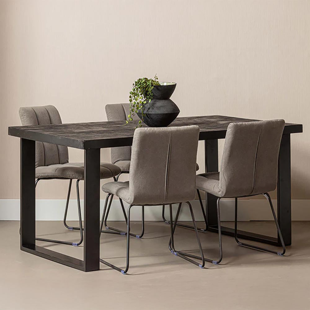 Mangohouten Eettafel Rechthoek Roy 140x90 cm Zwart (6cm)