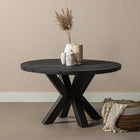 Mangohouten Eettafel Rond Tara 120 cm Zwart (5cm)