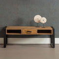 industriele salontafel van mangohout met lade 120 cm breed
