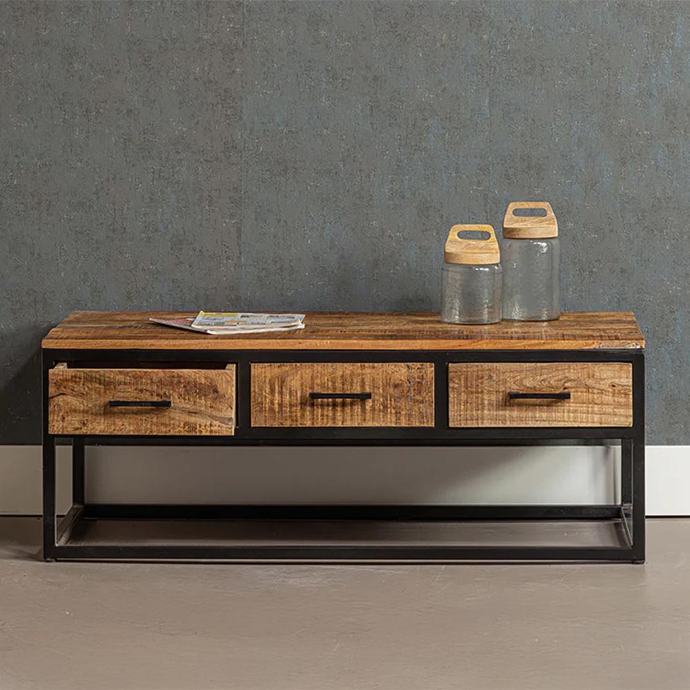 mangohouten salontafel met lades 120 breed