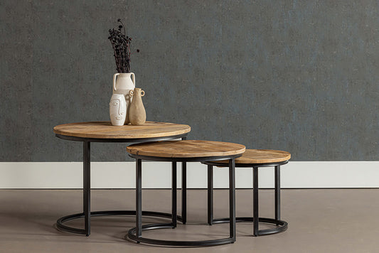 Mangohouten salontafels - set van 3 
