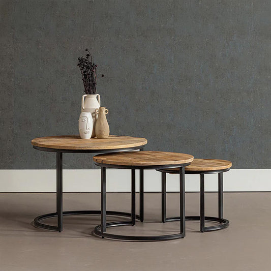 Mangohouten salontafels - set van 3 