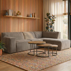 Taupe hoekbank 4 zits