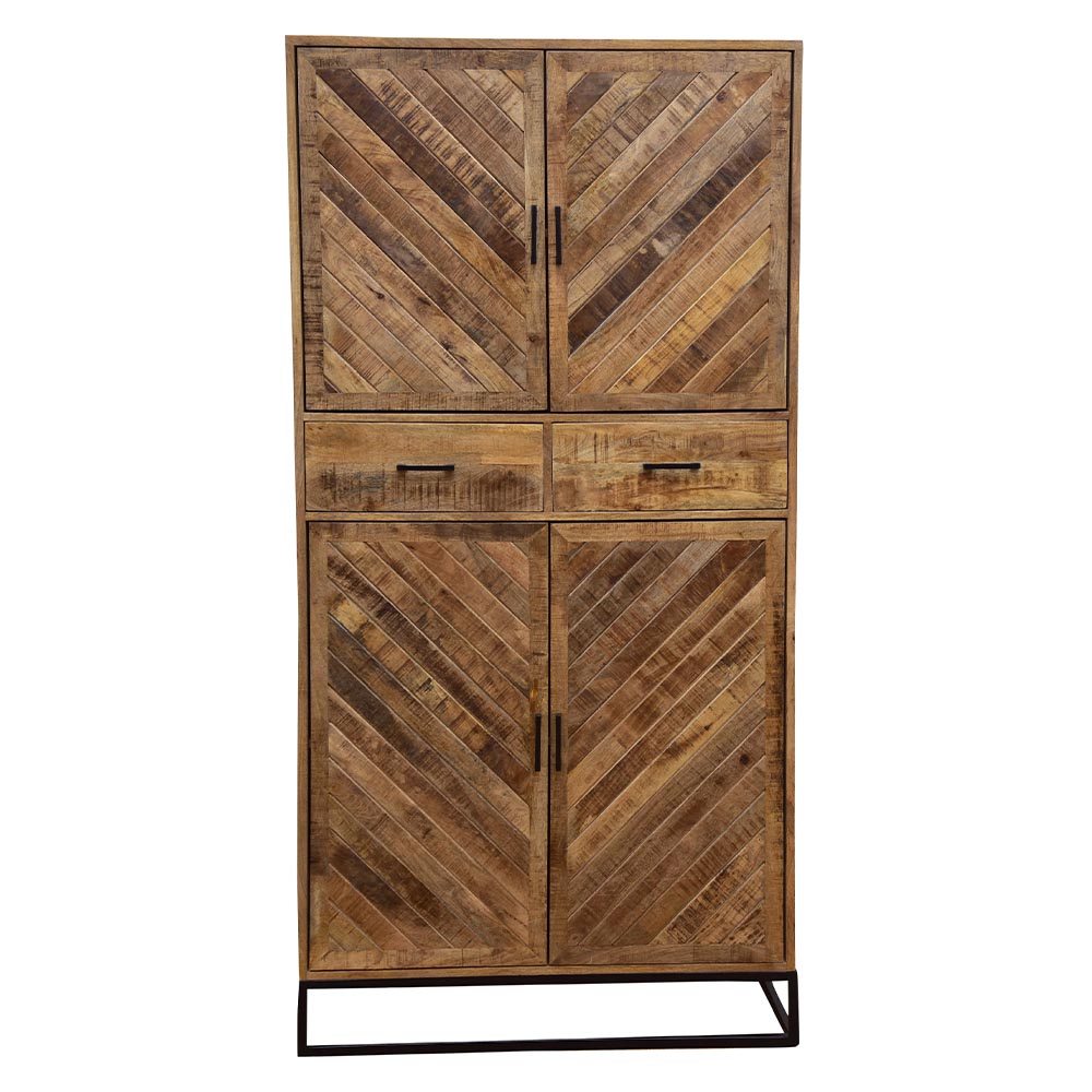Mangohouten Kast Sabia 100 cm 4 deuren 2 lades