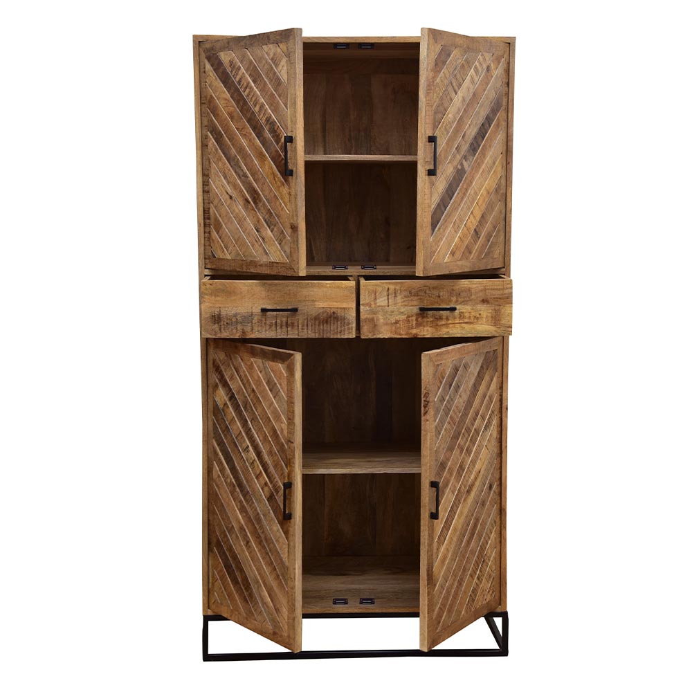 Mangohouten Kast Sabia 100 cm 4 deuren 2 lades