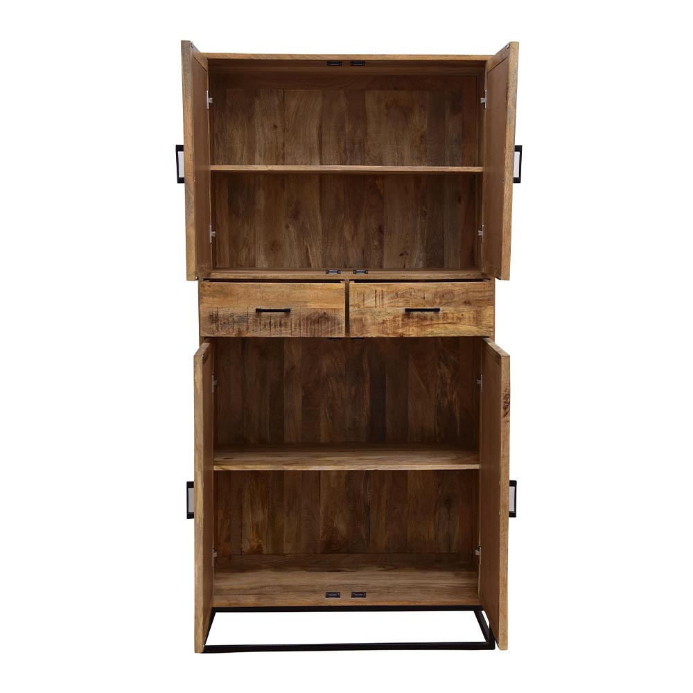 Mangohouten Kast Sabia 100 cm 4 deuren 2 lades