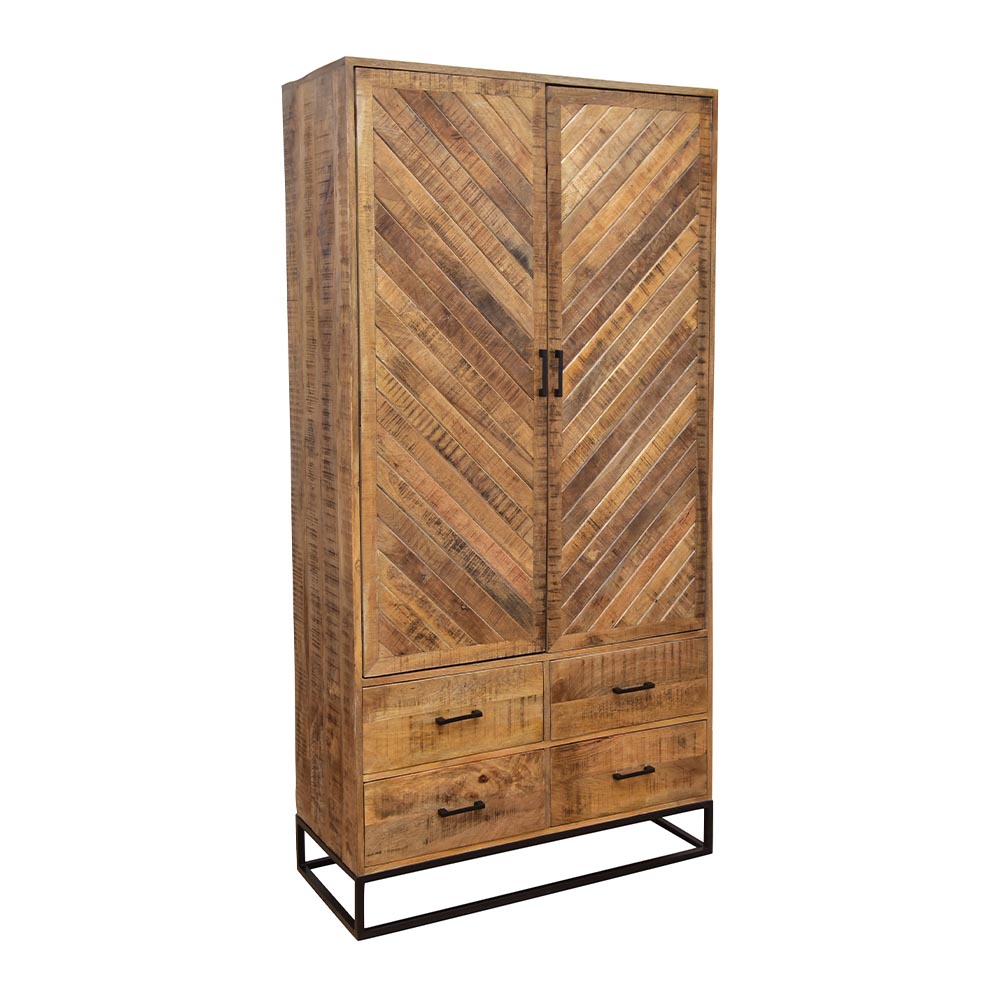 Mangohouten Kast Sabia 100 cm 2 deuren 4 lades