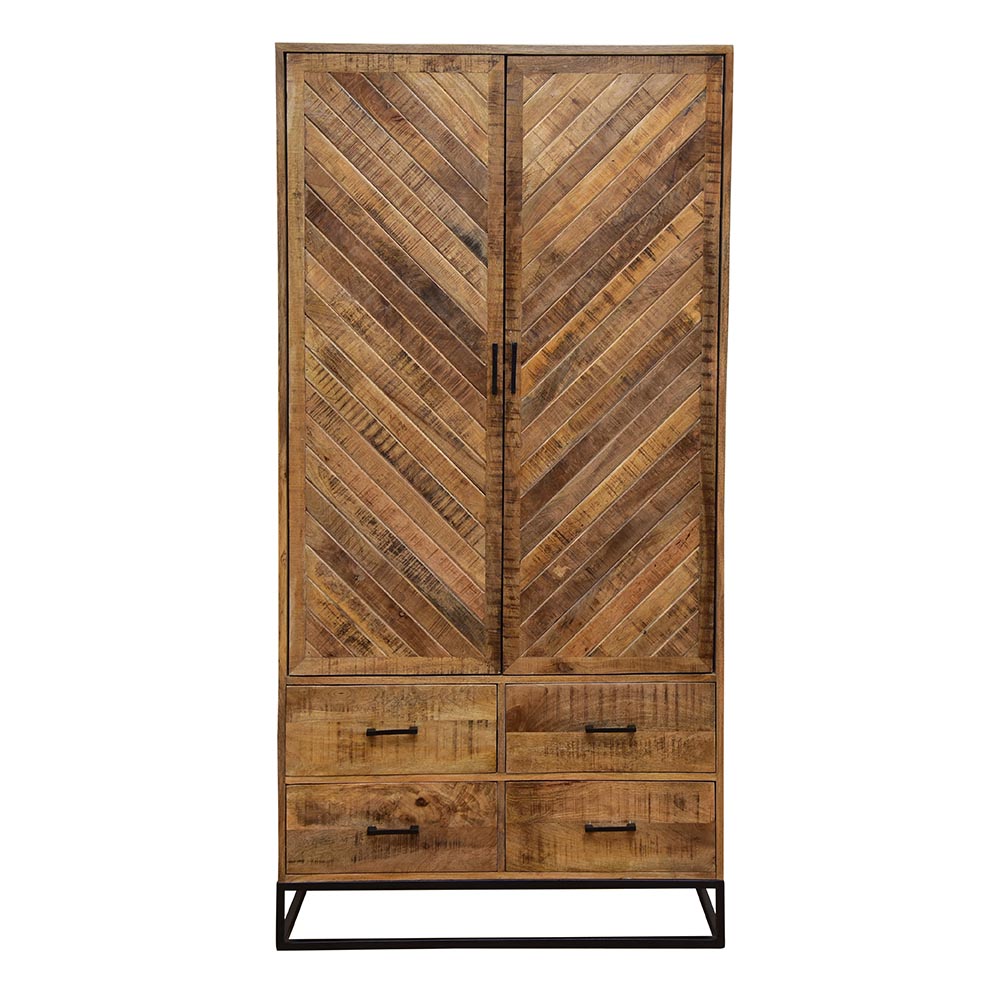Mangohouten Kast Sabia 100 cm 2 deuren 4 lades