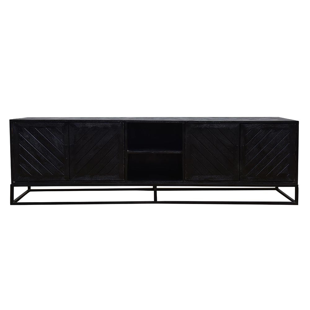 Mangohouten TV Meubel Sabia 200 cm Zwart