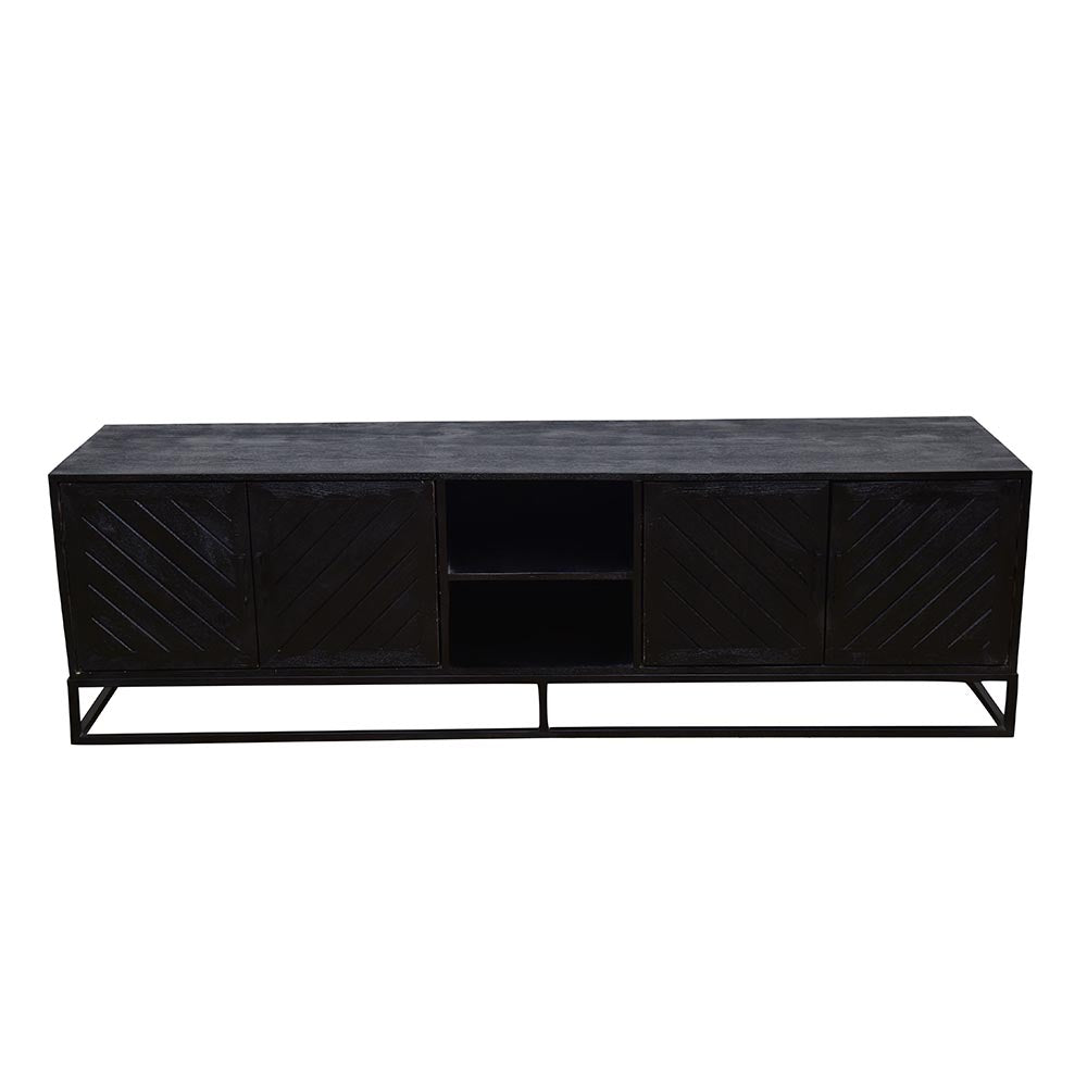 Mangohouten TV Meubel Sabia 200 cm Zwart