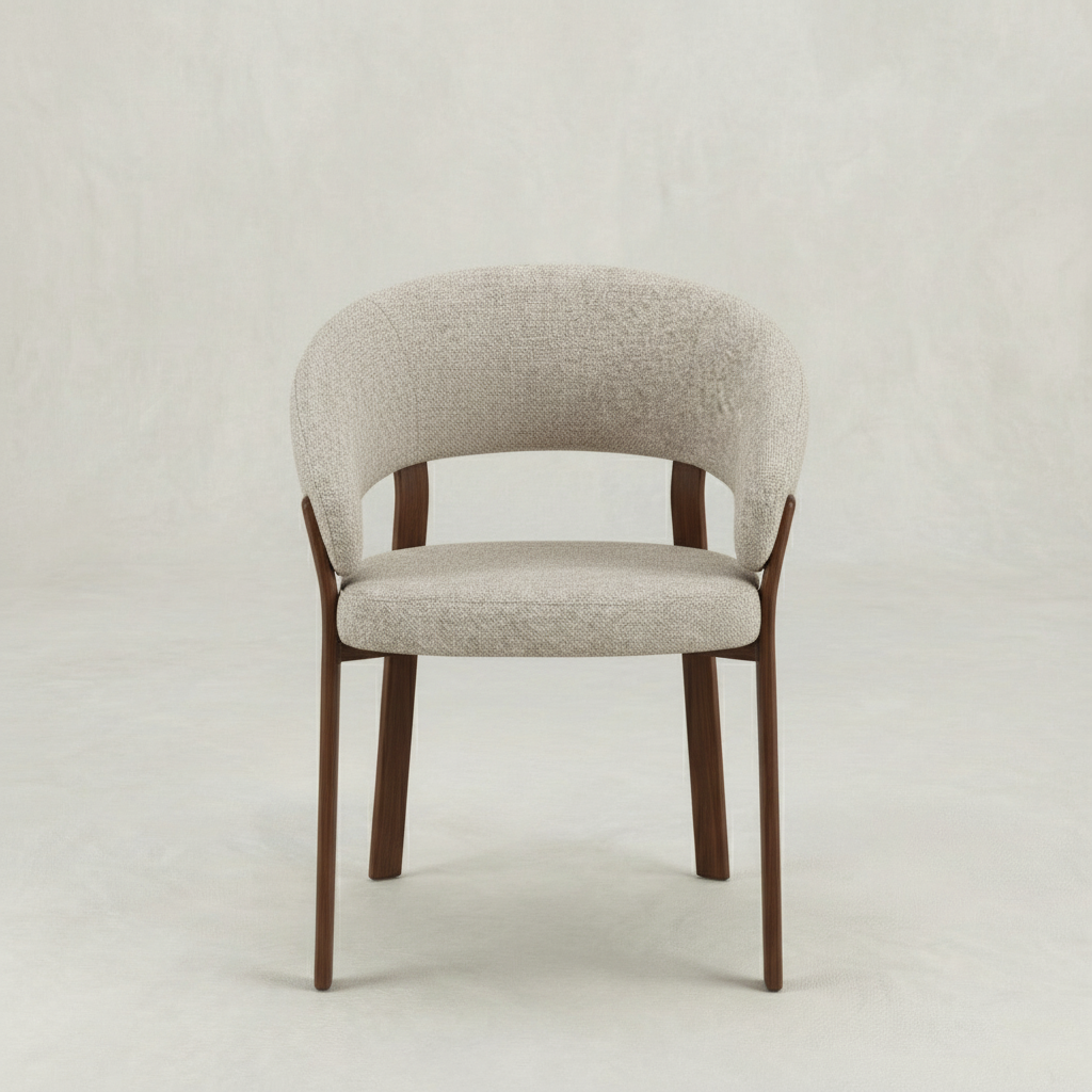 Eetkamerstoel beige met bruin onderstel