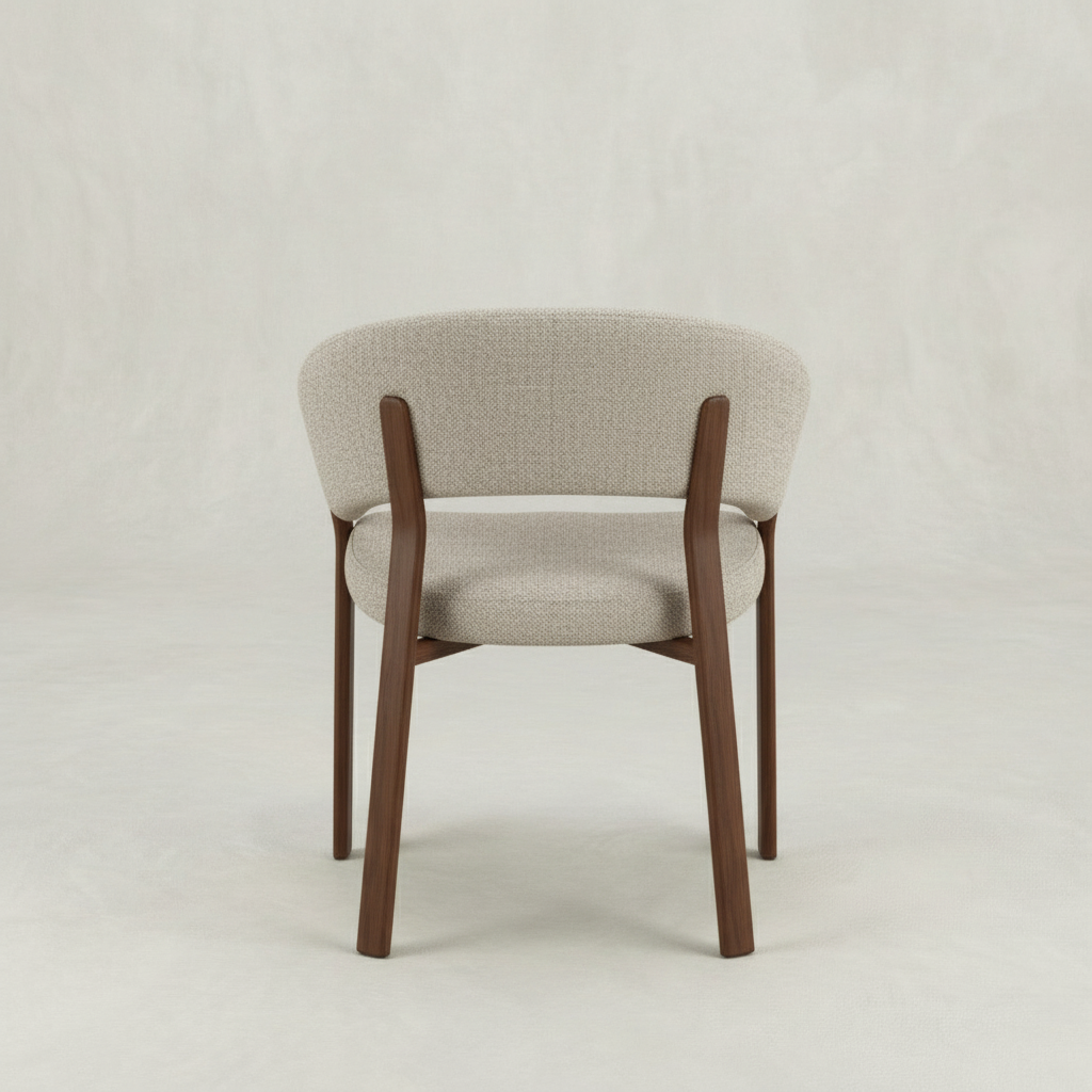 Eetkamerstoel beige met bruin onderstel