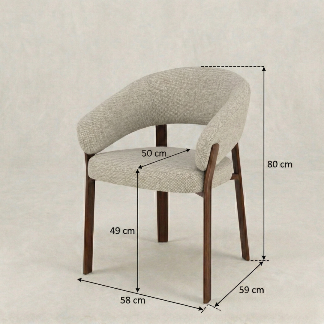 Beige eetkamerstoel met bruin onderstel