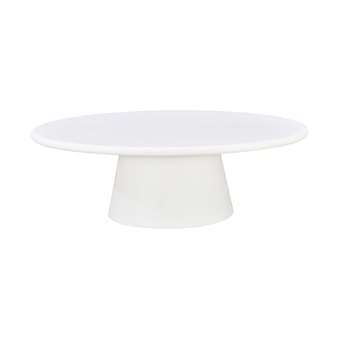 Ovale witte salontafel van microcement