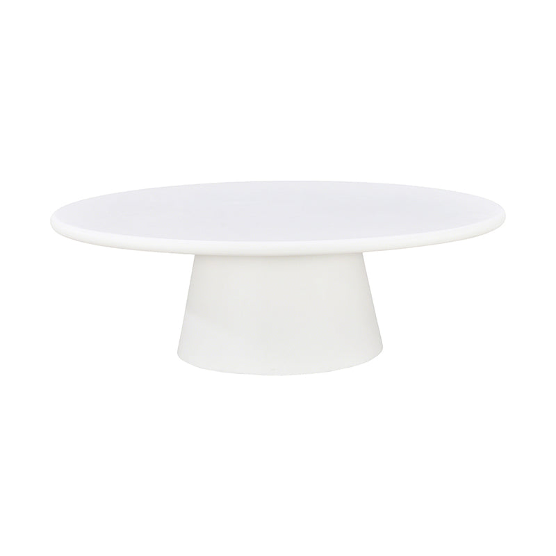 Ovale witte salontafel van microcement