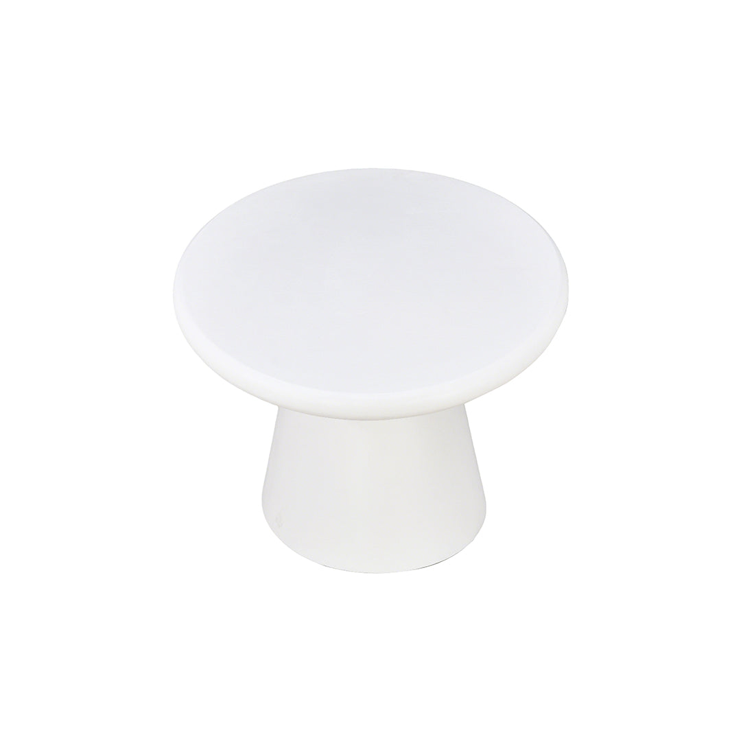 Ovale witte salontafel van microcement