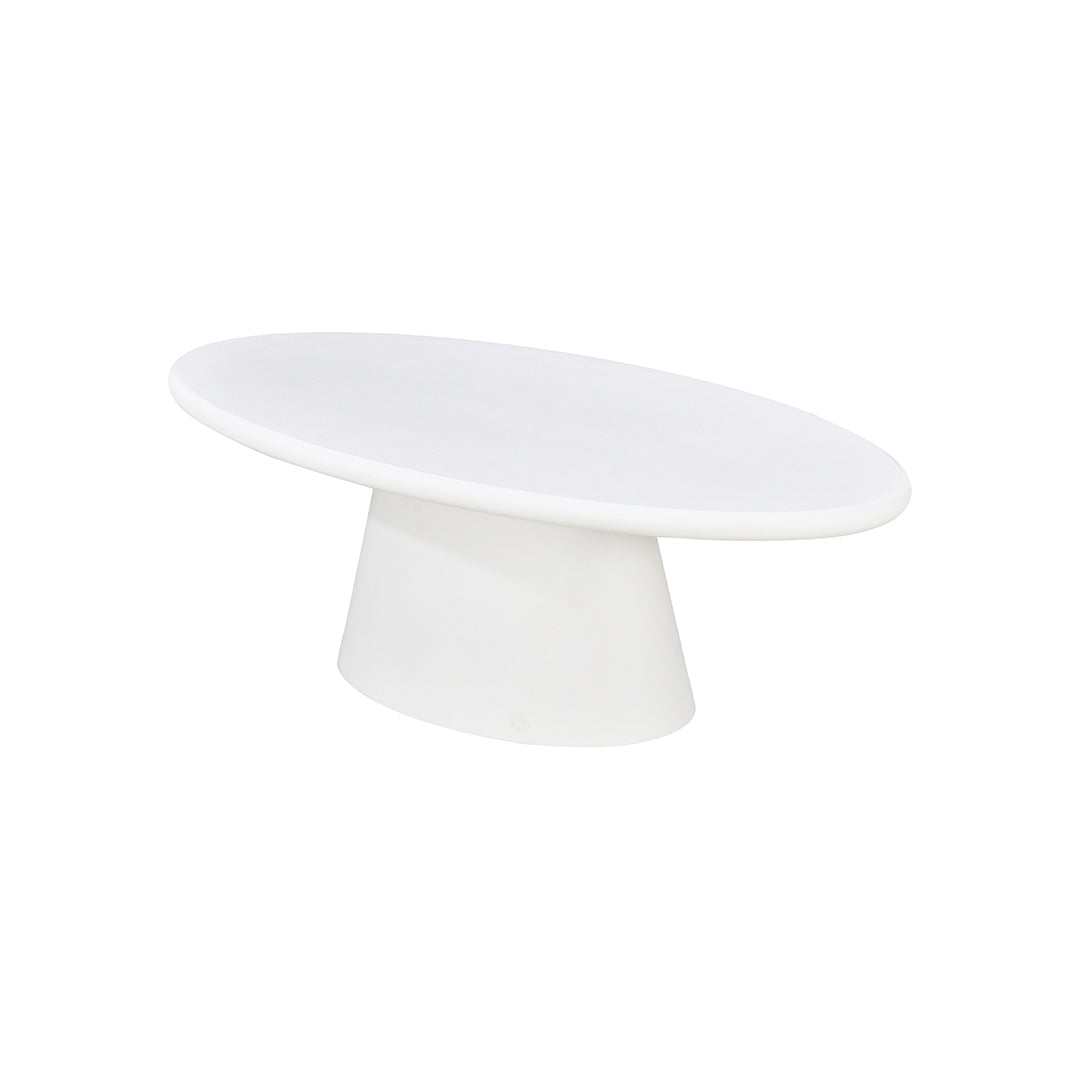 Ovale witte salontafel van microcement