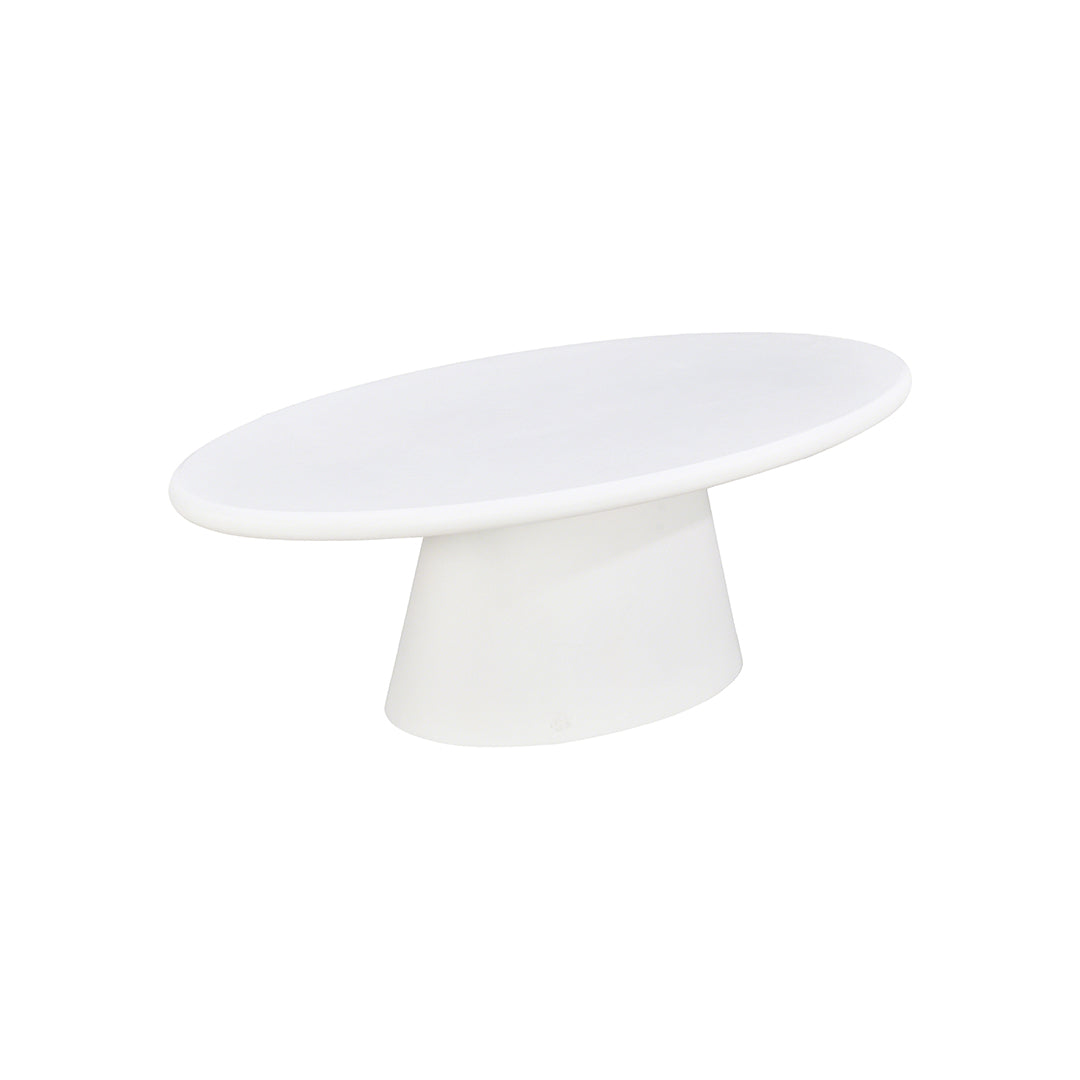 Salontafel Ovaal Maya Microcement Kegelpoot 120 cm Wit