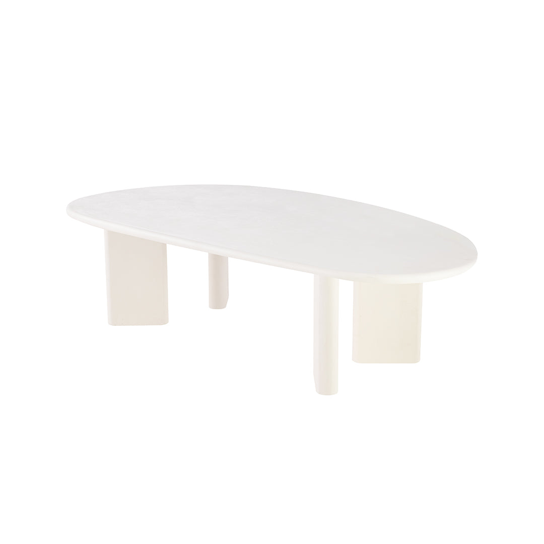 Organische salontafel van microcement wit