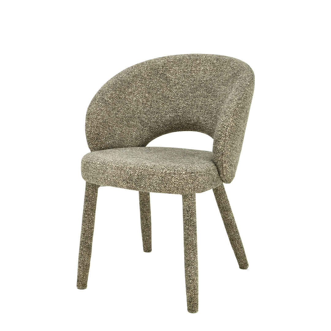 Taupe eetkamerstoel met stoffen onderstel