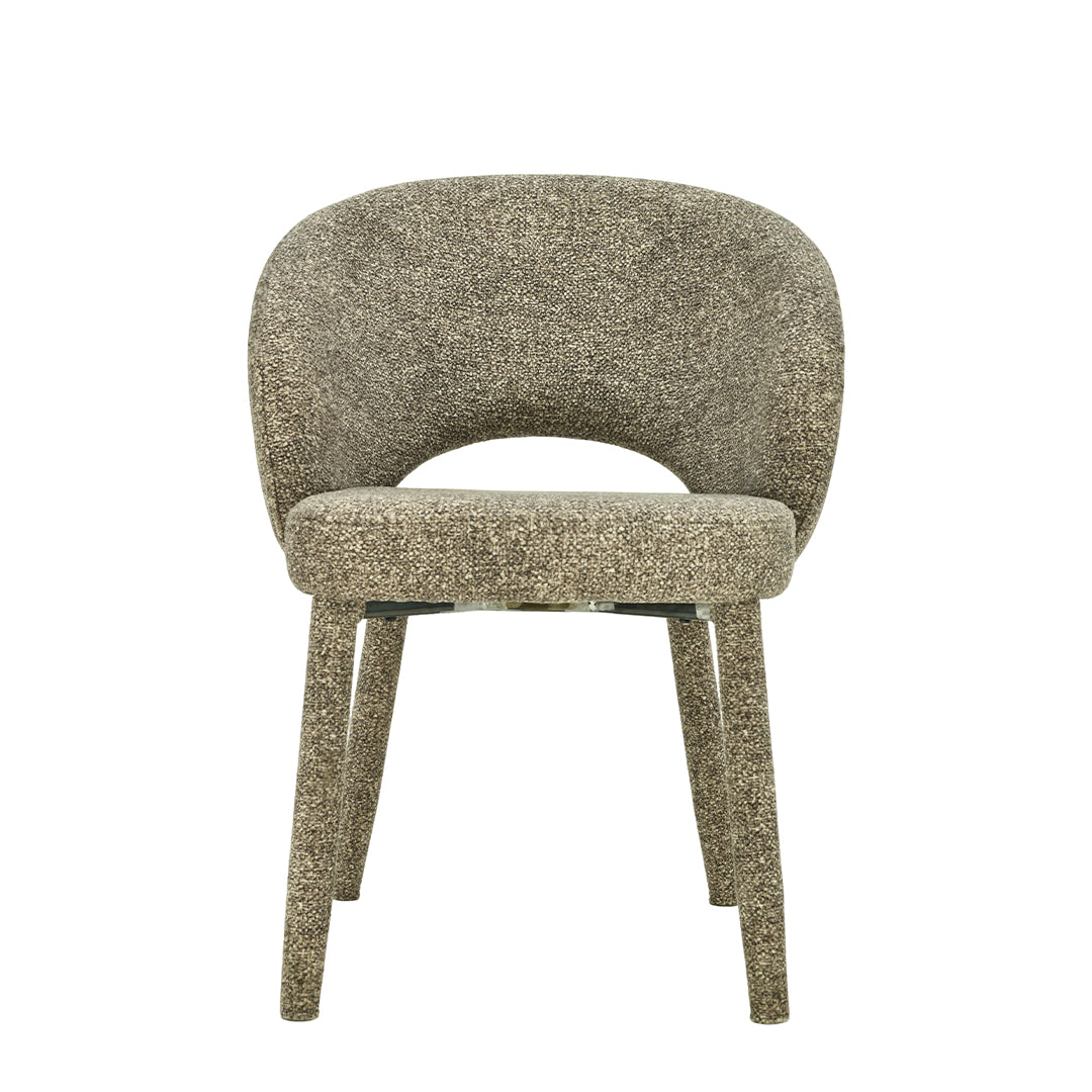 Taupe eetkamerstoel met stoffen onderstel