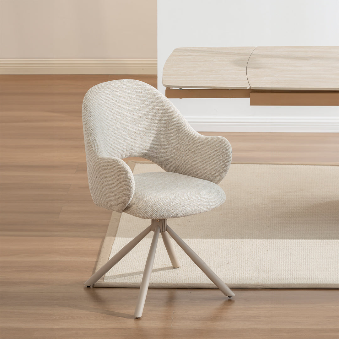 Wit met beige eetkamerstoel