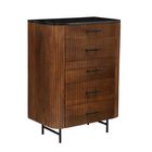 wandmeubel van mangohout met latjes, ronde hoeken en een marmeren blad 75 cm breed