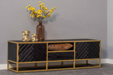 tv meubel van mangohout met goud frame 210 cm