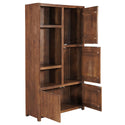 Mangohouten Wandkast Evan 120 cm Walnoot (3 open vakken, 4 deuren)