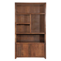 Mangohouten Wandkast Evan 120 cm Walnoot (5 open vakken, 2 deuren)
