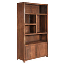 Mangohouten Wandkast Evan 120 cm Walnoot (5 open vakken, 2 deuren)