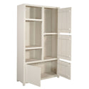Mangohouten Wandkast Evan 120 cm Crème (3 open vakken, 4 deuren)