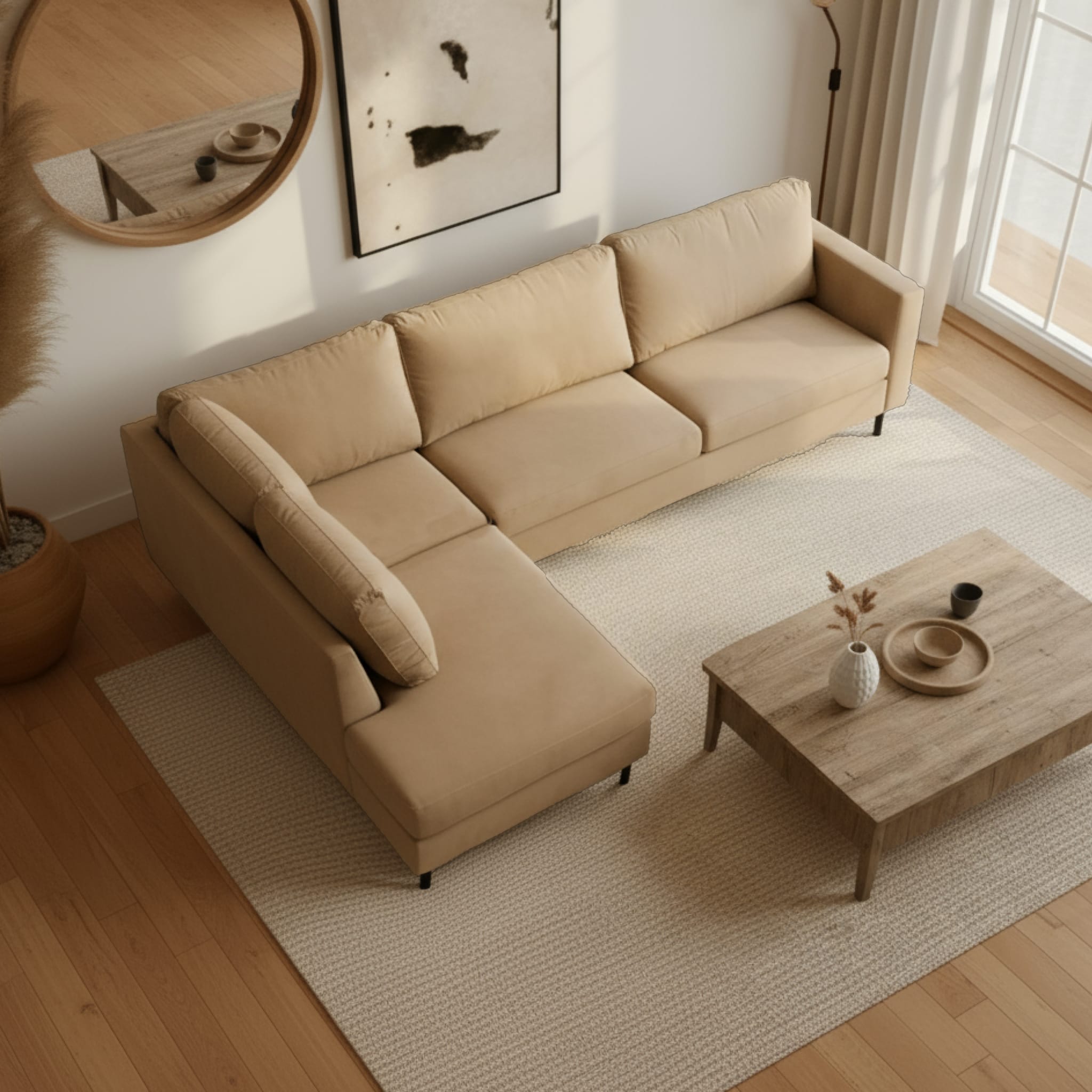 Bank Malaga 4-zits Links Crème