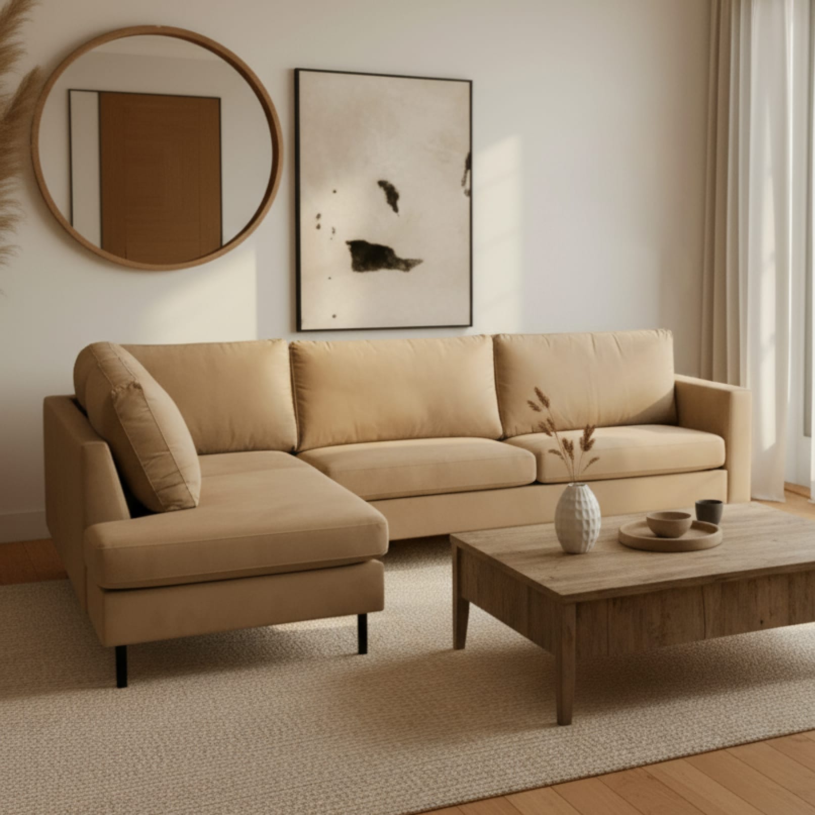 Bank Malaga 4-zits Links Crème