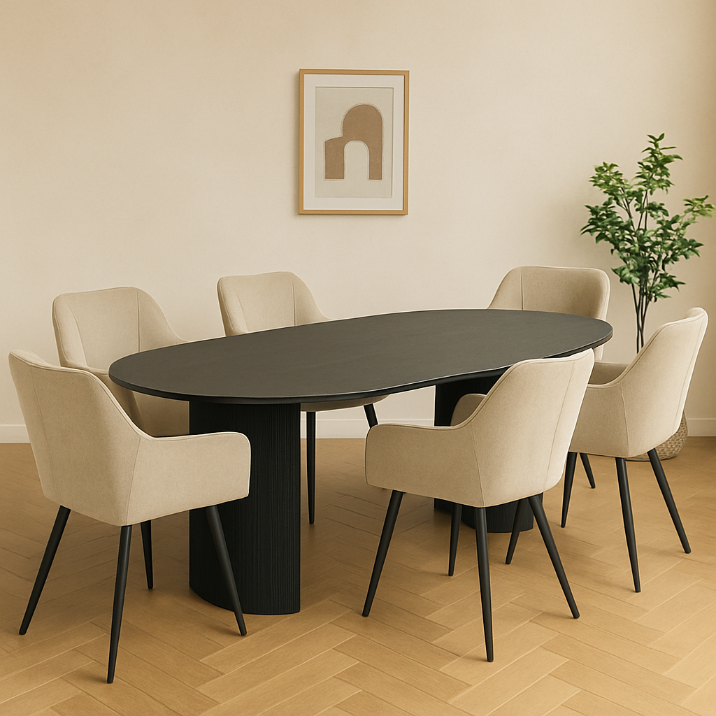 Mangohouten Eettafel Maeve 210x100 cm zwart