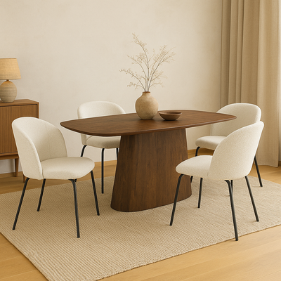 Mangohouten Eettafel Mick Deens ovaal bruin 160×90 cm