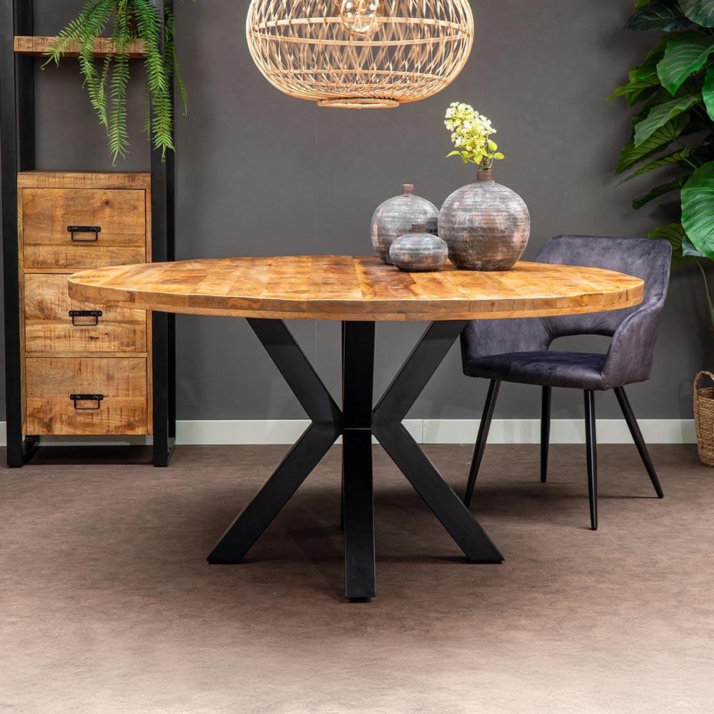 Ronde eettafel mangohout 