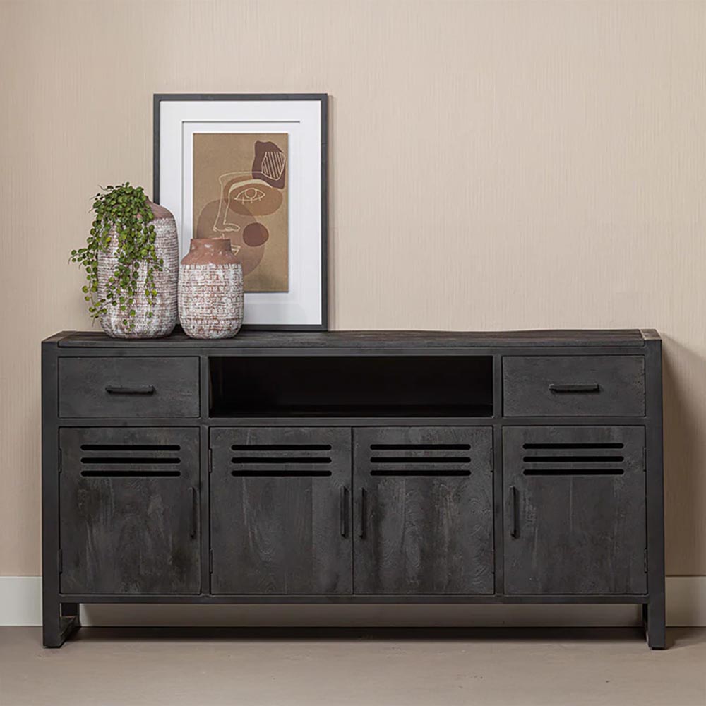 Mangohouten Dressoir 180 cm Zwart
