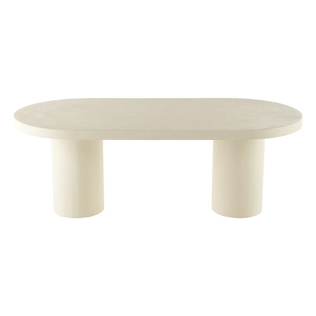 Capsule beige eettafel van microcement