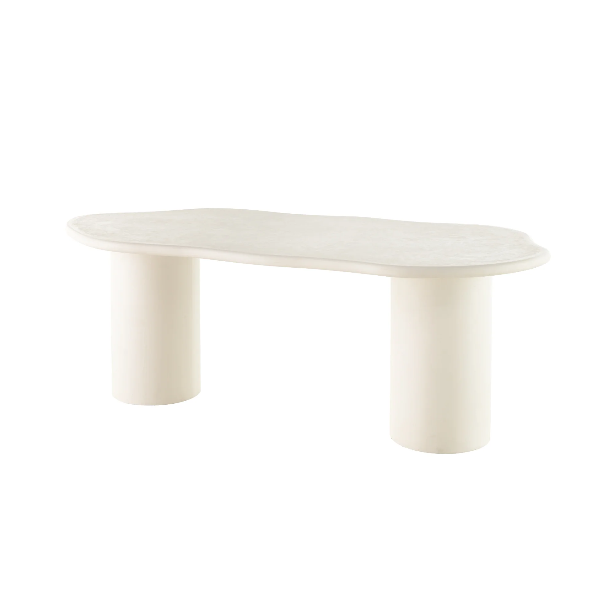 Eettafel Organisch Maya Microcement Cilinderpoot 210 cm Wit